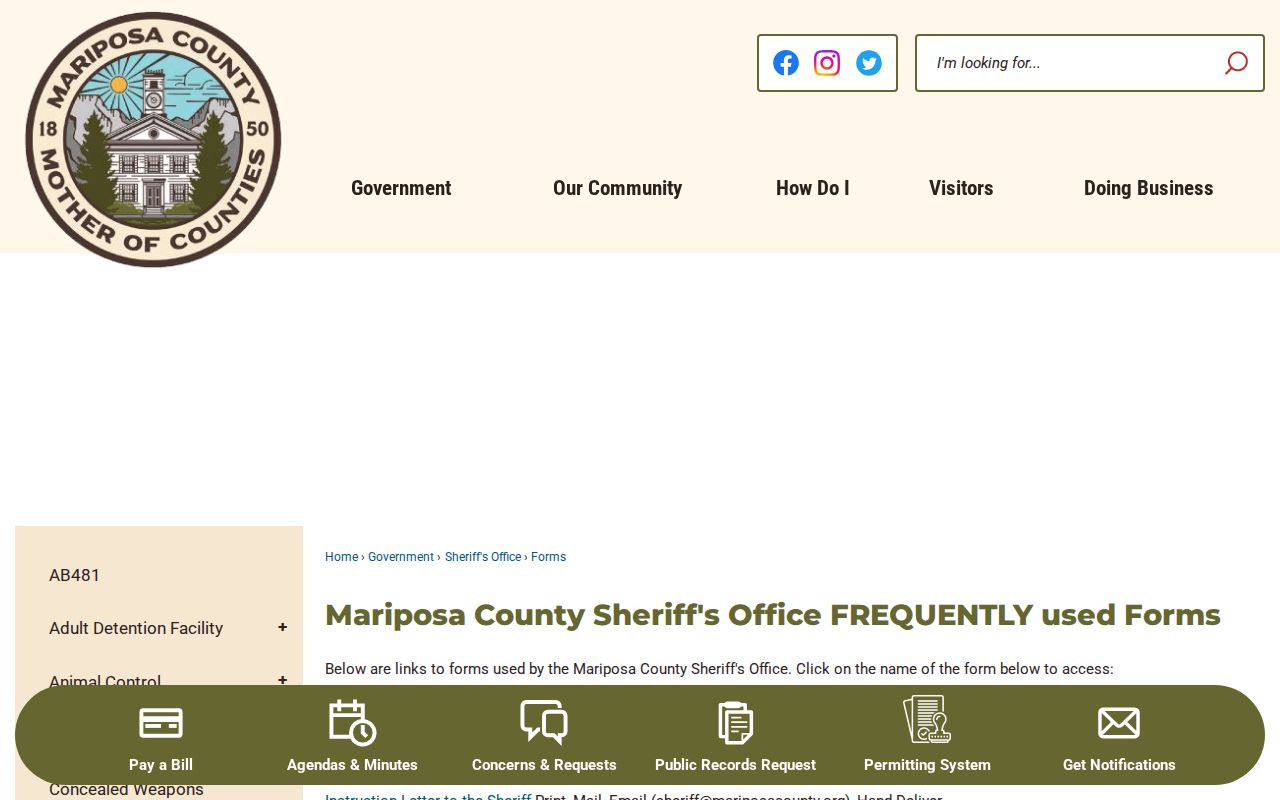 Mariposa County arrest report forms