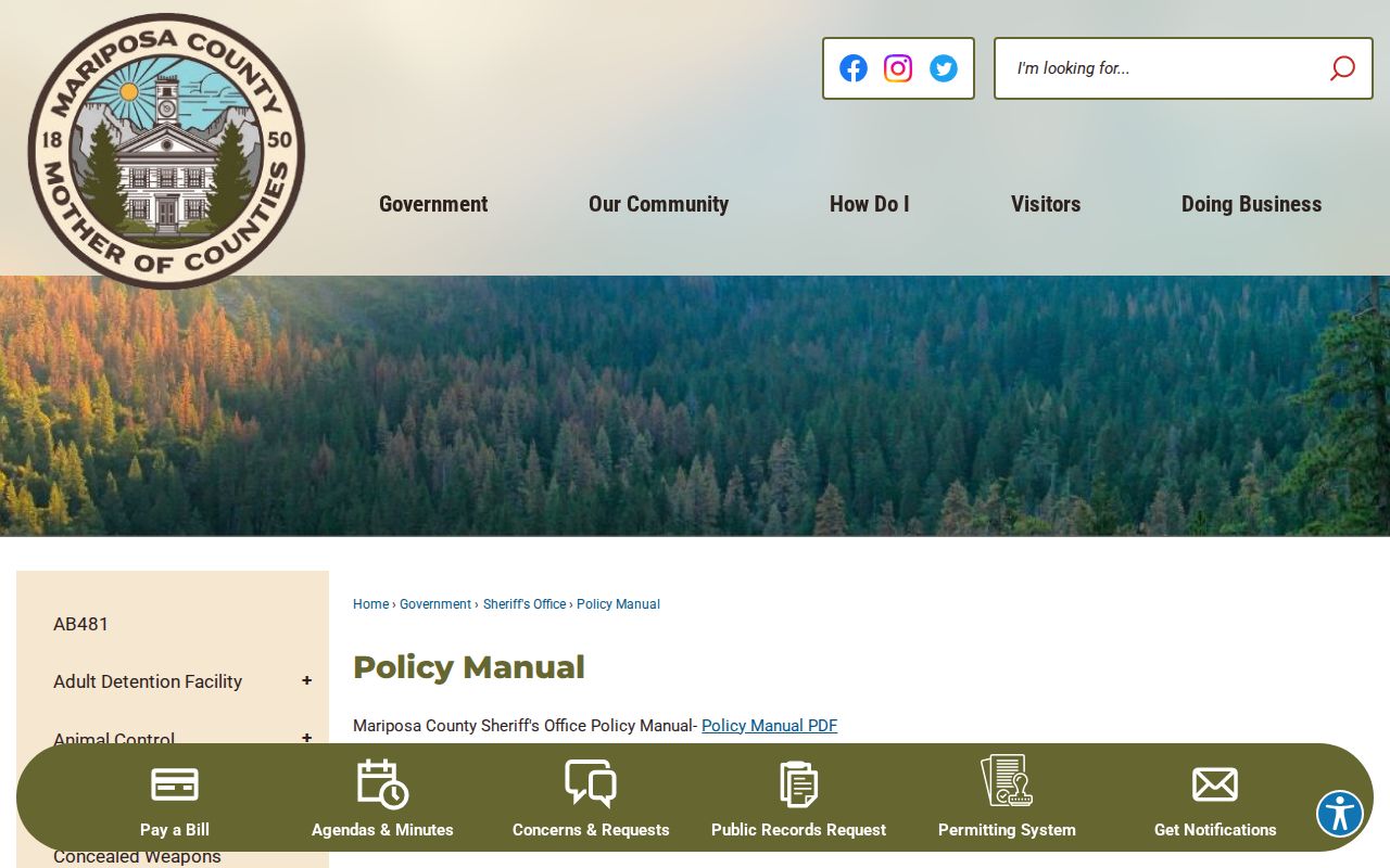 Mariposa County arrest policy manual source