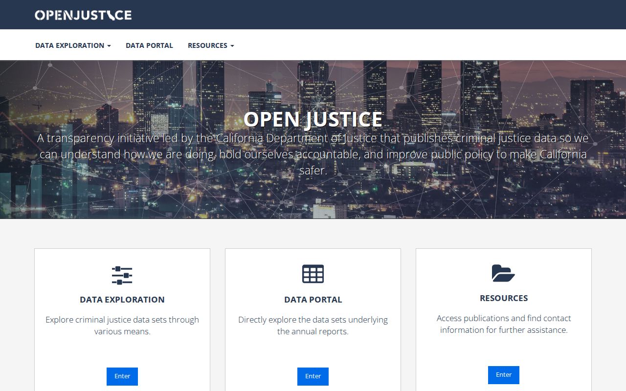 Lake Don Pedro criminal records California DOJ OpenJustice portal