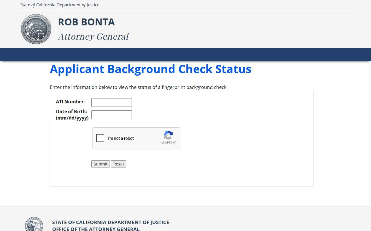 Mariposa County criminal history California DOJ status fields